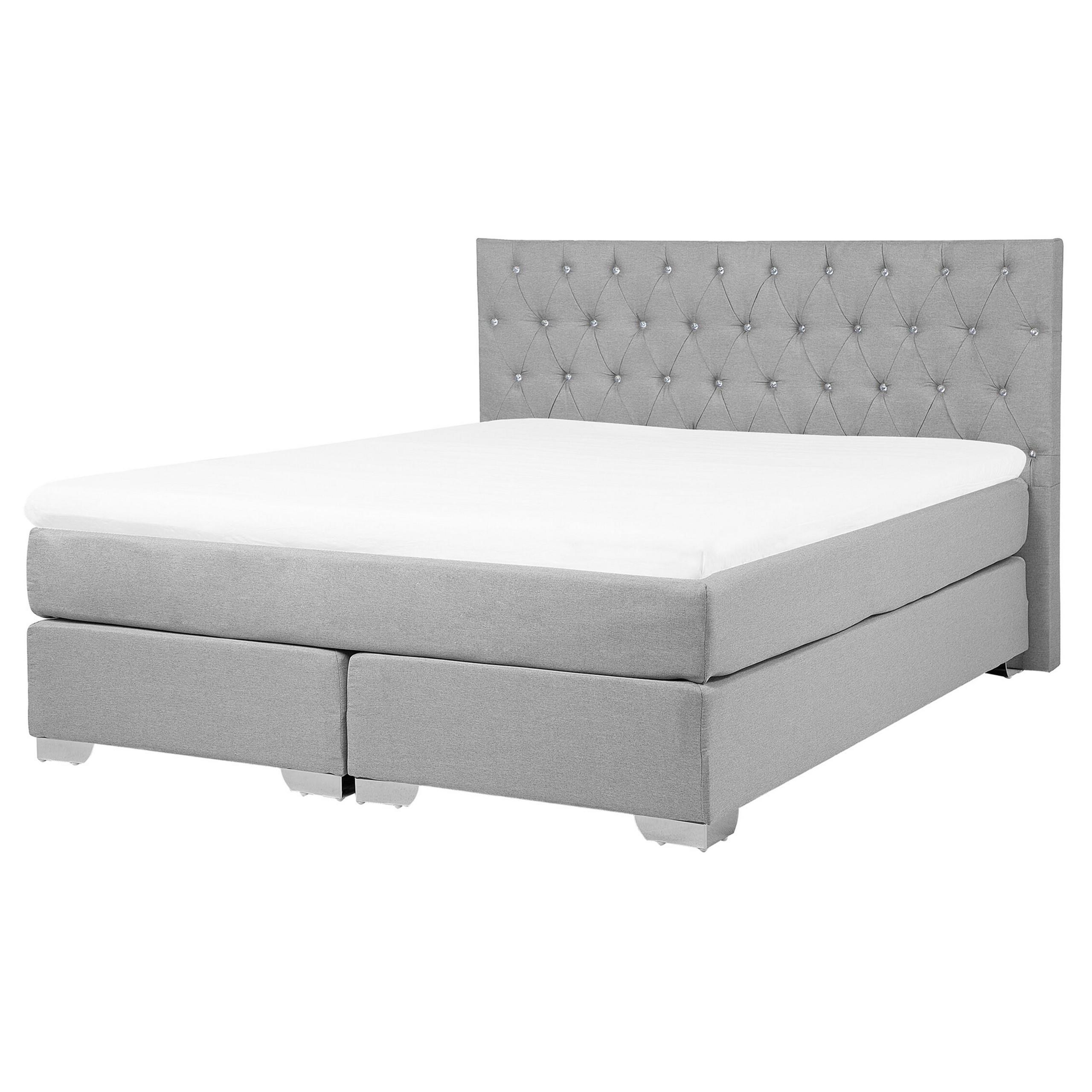 BOXBETT 160/200 cm Hellgrau Duchess - Hellgrau, Textil (160/200cm) - Beliani