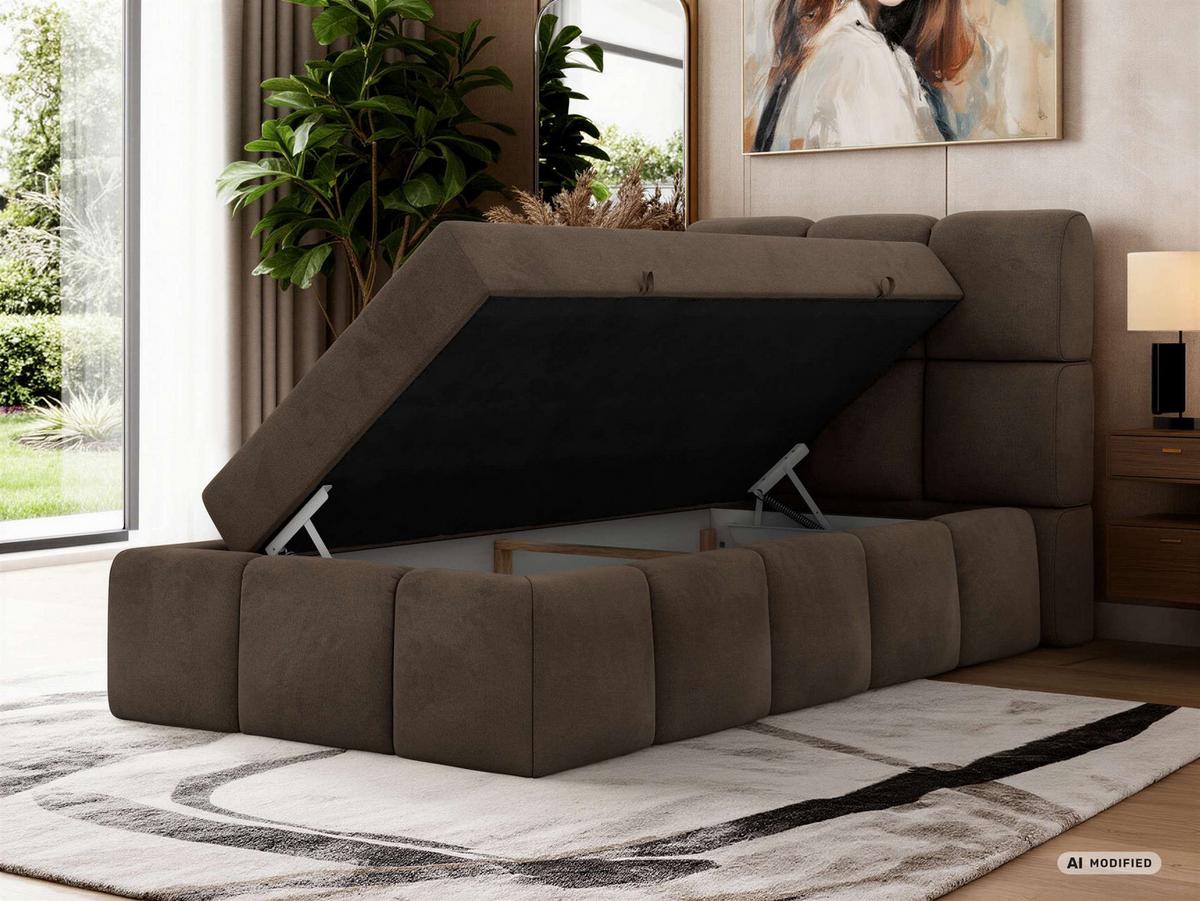 BOXBETT NIRA 90/200 - Braun Velvet - Topper T25 - H3 - Schwarz/Braun, Kunststoff/Textil (200/90cm) - MKS