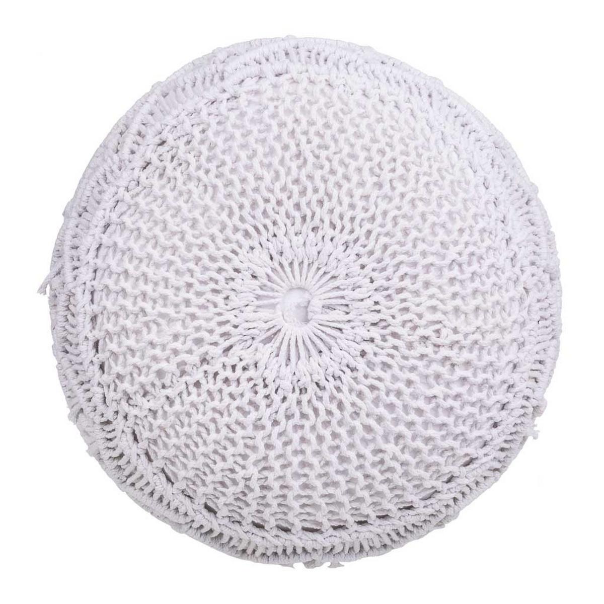 POUF aus Baumwolle, weiß, 45x40cm - Weiß, Textil (45/40/45cm) - Wanderlust