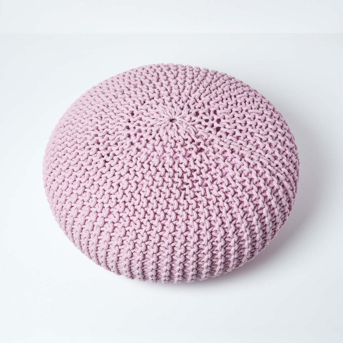 STRICK-POUF rosa, Bodenkissen rund 70/70/23 cm - Rosa, Textil (70/23/70cm) - Homescapes
