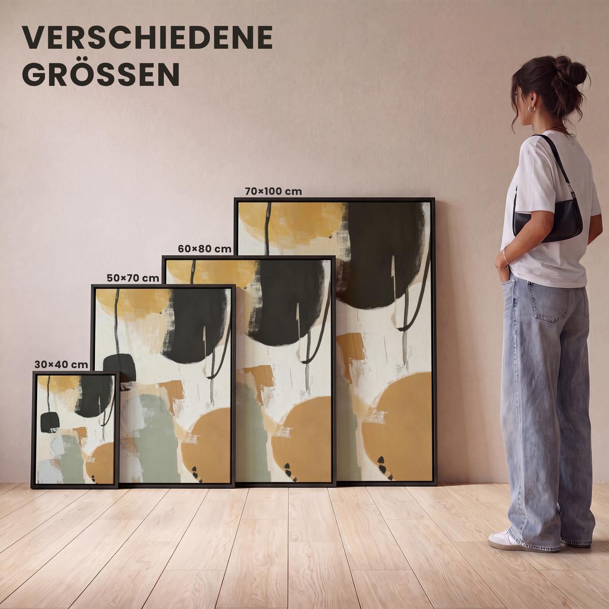 LEINWAND Bilder mit Rahmen - Farbe - Abstrakt - Farben - 50x70 - Currygelb, Textil (50/70cm) - MuchoWow