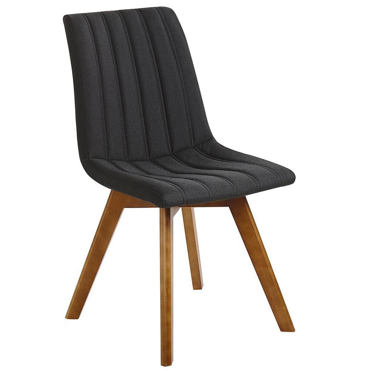 ESSZIMMERSTUHL 2er-Set Polsterbezug Schwarz Calgary - Schwarz, Holz/Textil (45/84/53cm) - Beliani