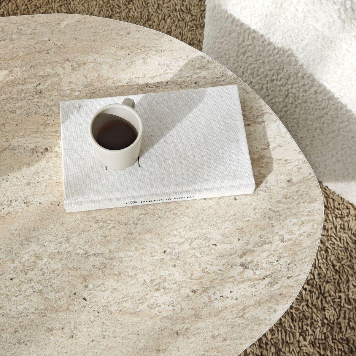 COUCHTISCH mit organisch geformter Tischplatte und breiten Beinen 100/60/35 cm - Beige, Holzwerkstoff (66/60/35cm) - Calicosy