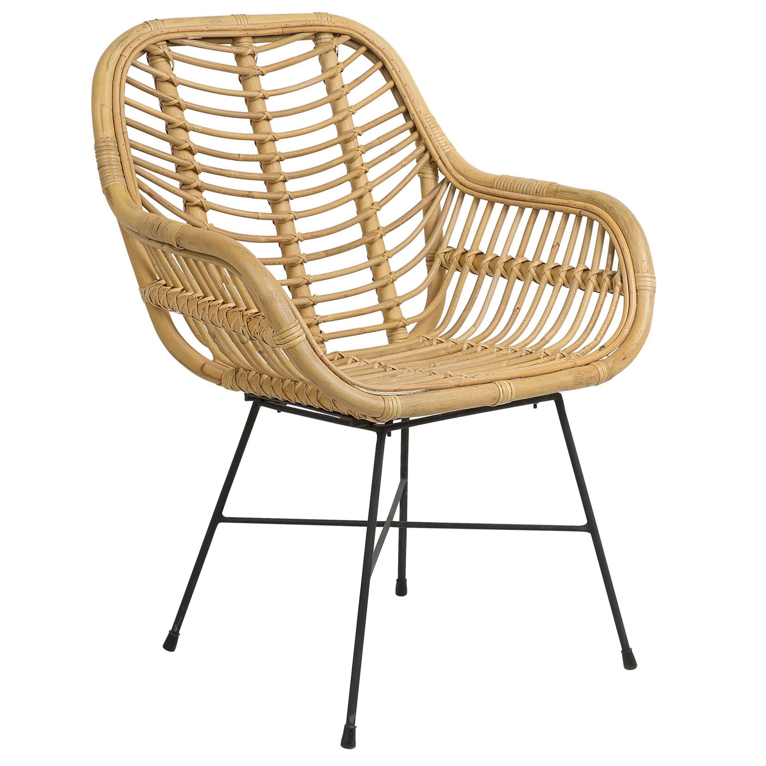 RATTANSTUHL Rattan Beige Canora - Beige, Naturmaterialien/Metall (64/89/51cm) - Beliani