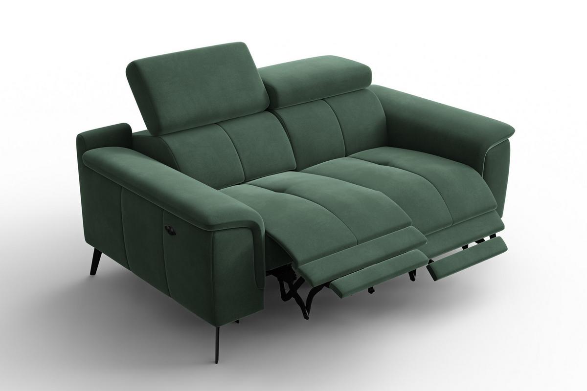 SOFA RELAX FIERO 2-Sitzer, Grüner Veloursstoff - Schwarz/Grün, Holz/Textil (170/82/103cm) - Courtois Laville