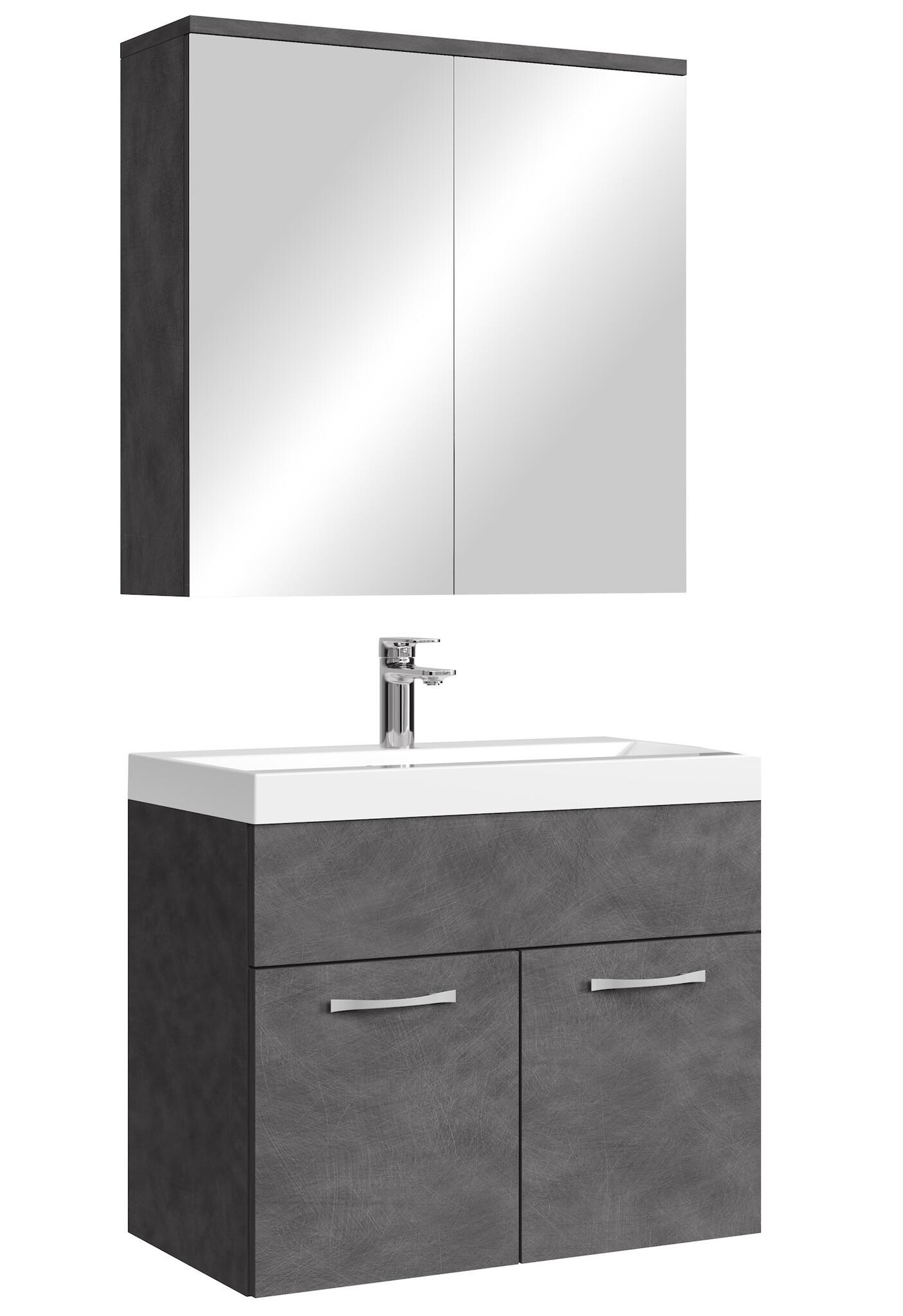BADMÖBEL-SET Montreal 3 Teile Dunkel Grau - 60 x 35 x 51 cm - Grau, Holz (60/53/35cm) - Badplaats