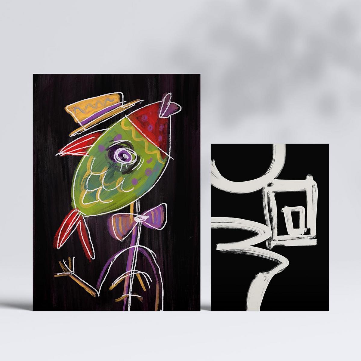 POSTER Set Mit 6 Aufsichtsfang 1 In Tiere Zusammenfassungen A3 & A4 Rahmenlos - Klar, Papier (29/3cm) - Nacnic