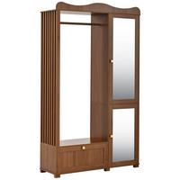 GARDEROBENSCHRANK in walnuss-optik mit spiegel & kleiderstange - Walnussfarben, Holzwerkstoff (115.5/194.5/38.5cm) - Urban Meuble