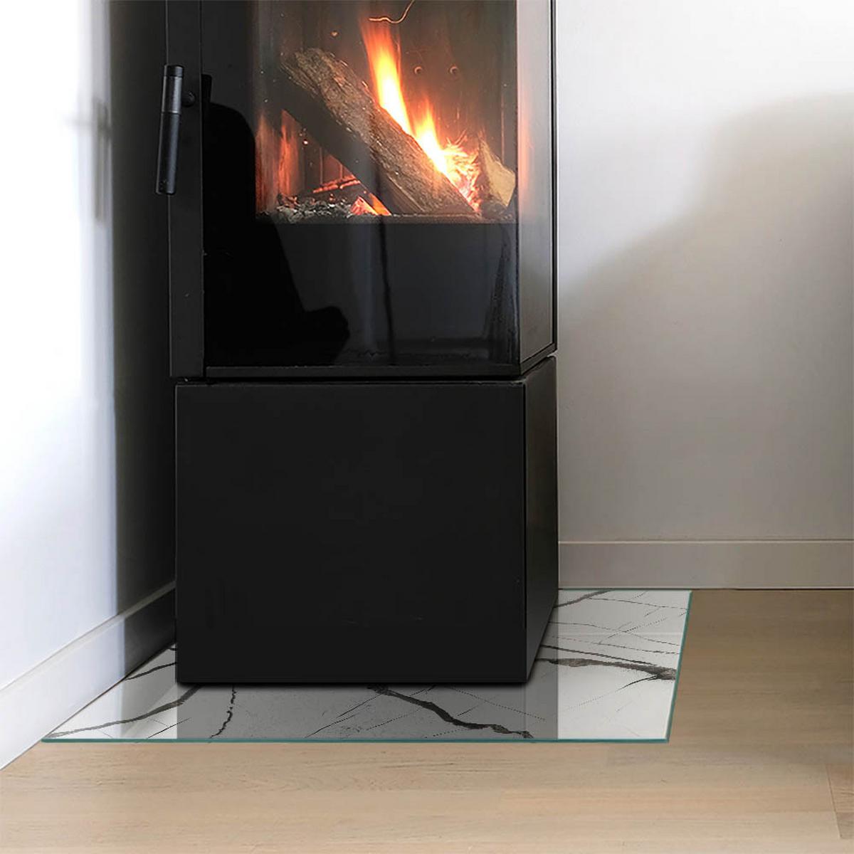 GLASPLATTE für Kamin 50x50 cm - Weiß, Glas (50/50/0.4cm) - TULUP