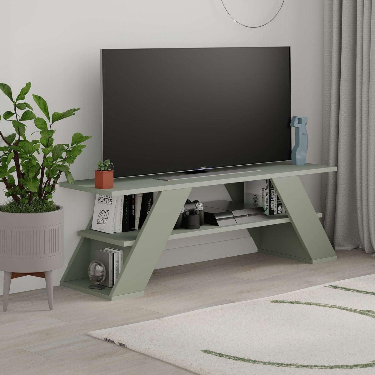 TV-MÖBEL 3 Regale L120 cm - Farfalla - Grün, Holzwerkstoff (33.5/40/12.2cm) - Calicosy