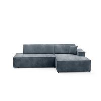 ECKSOFA TESSO L-S Grau Kordstoff mit Schlaffunktion - Grau, Holz (247/170cm) - MASSENO