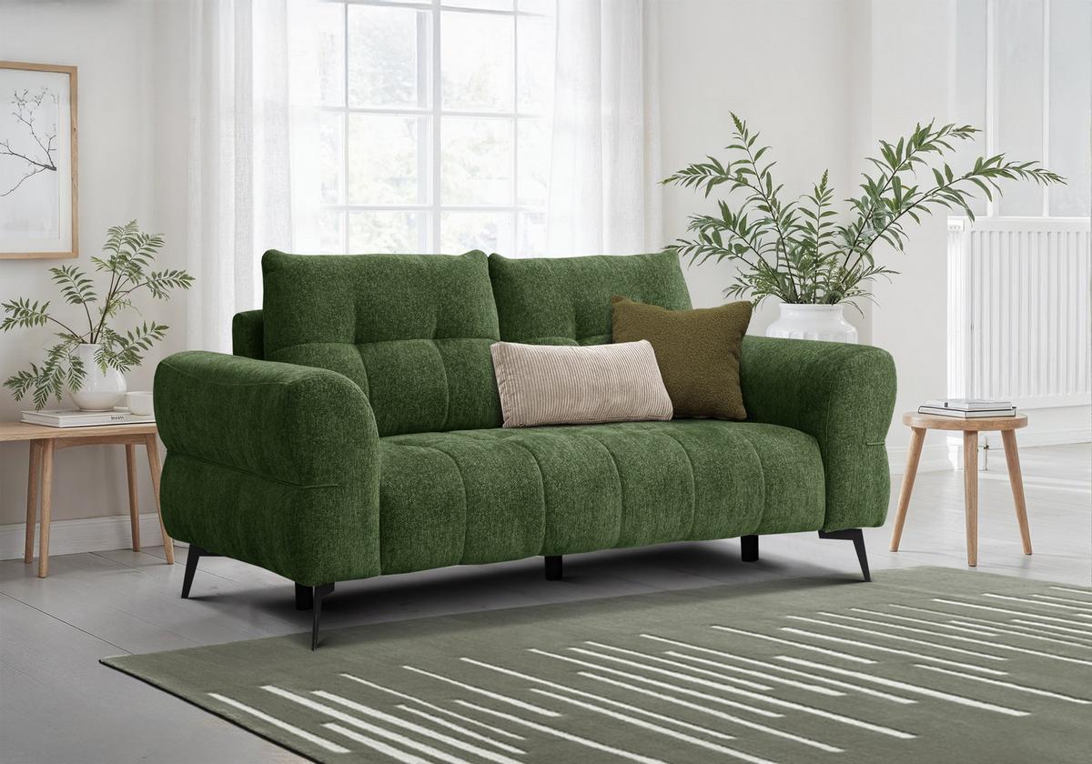SOFA SALVINI 2,5-Sitzer, dunkelgrün - Dunkelgrün, Holz/Textil (206/88/99cm) - Wozimo