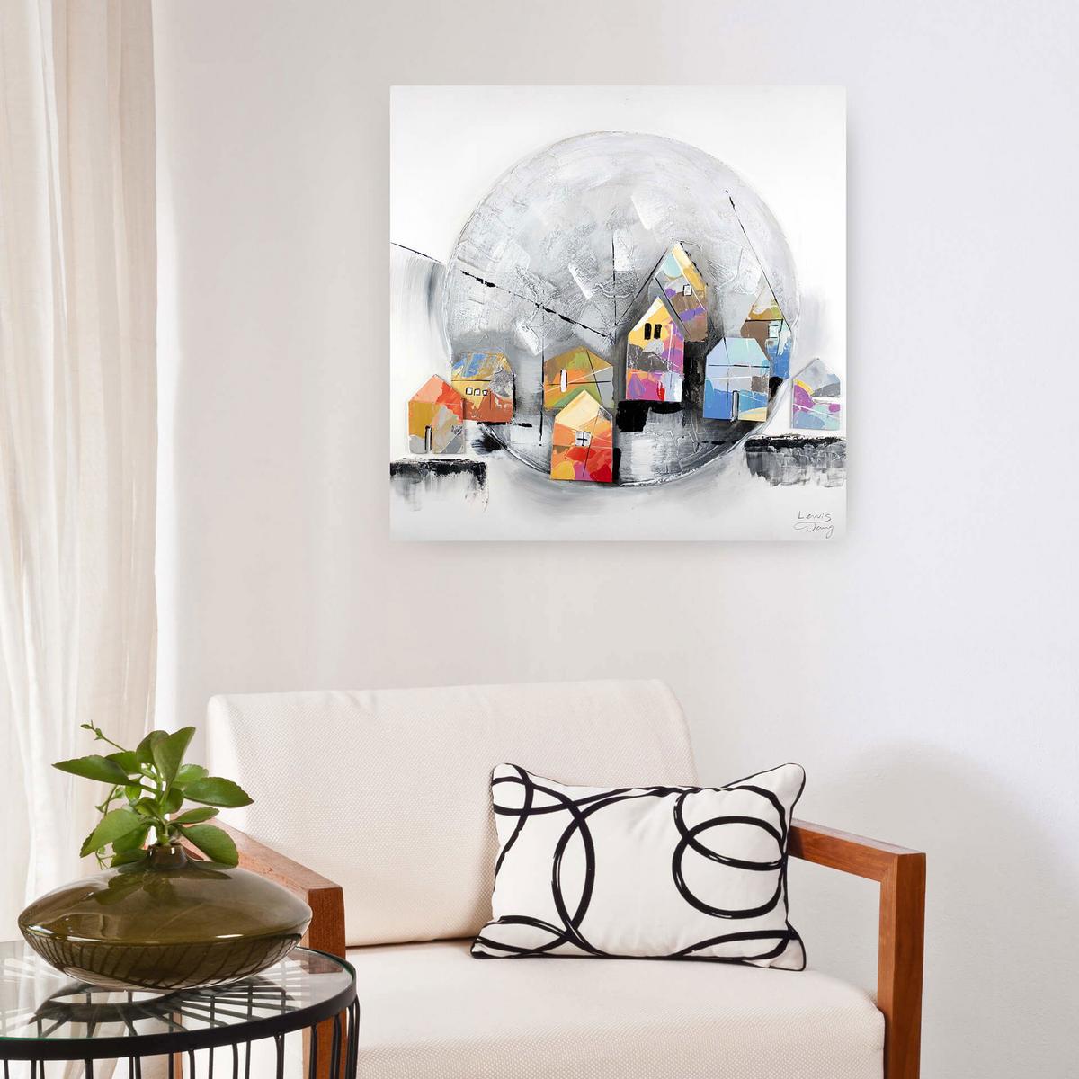ACRYLBILD HANDGEMALT 80/80 cm - Grau, Holz/Textil (80/80cm) - KUNSTLOFT