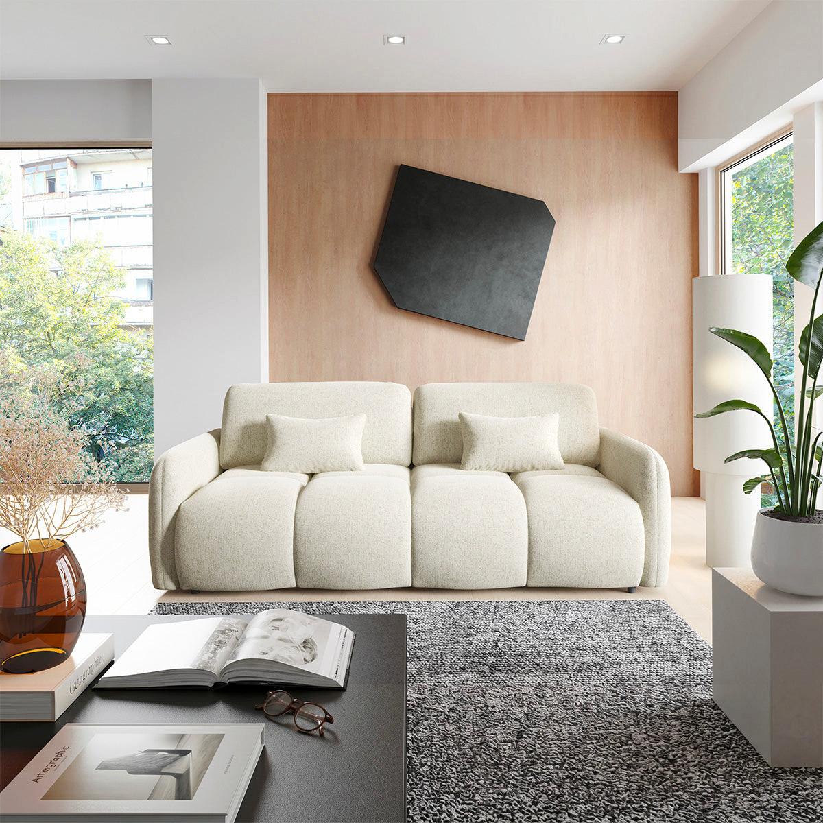 SOFA Vittoria 3 Sitzplätze Cremefarben - Weiß, Holz (236/95/121cm) - Petits-meubles