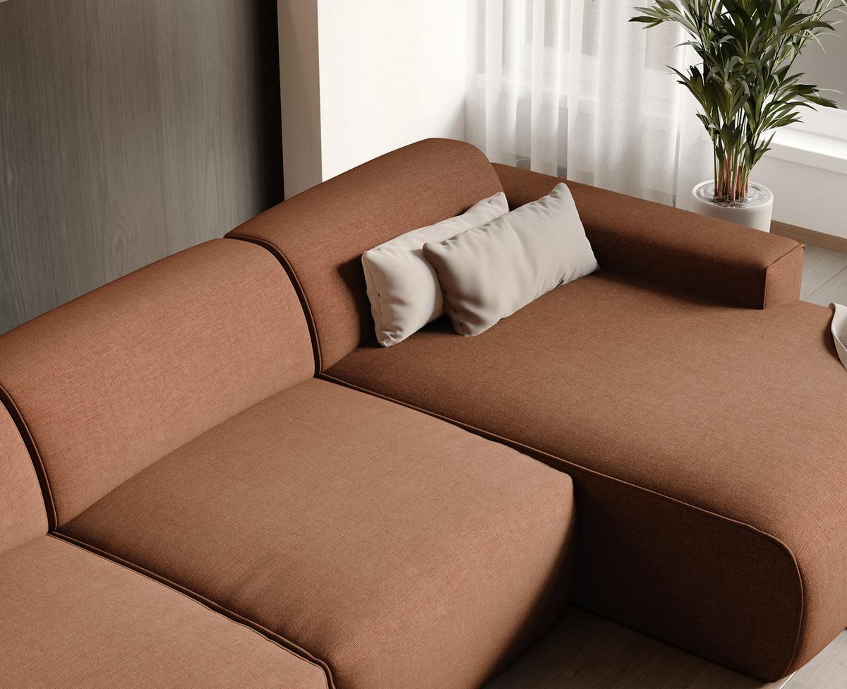 ECKSOFA DOVE Rechts Chenille-Stoff in Orange - Orange, Kunststoff/Textil (313/162cm) - Idohome