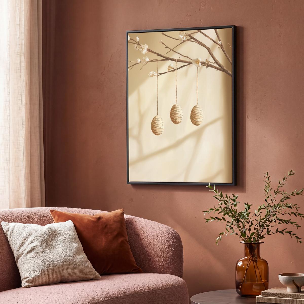 LEINWAND Bilder mit Rahmen - Beige - Osterkuchen - Eier - 70x100 - Beige, Textil (70/100cm) - MuchoWow