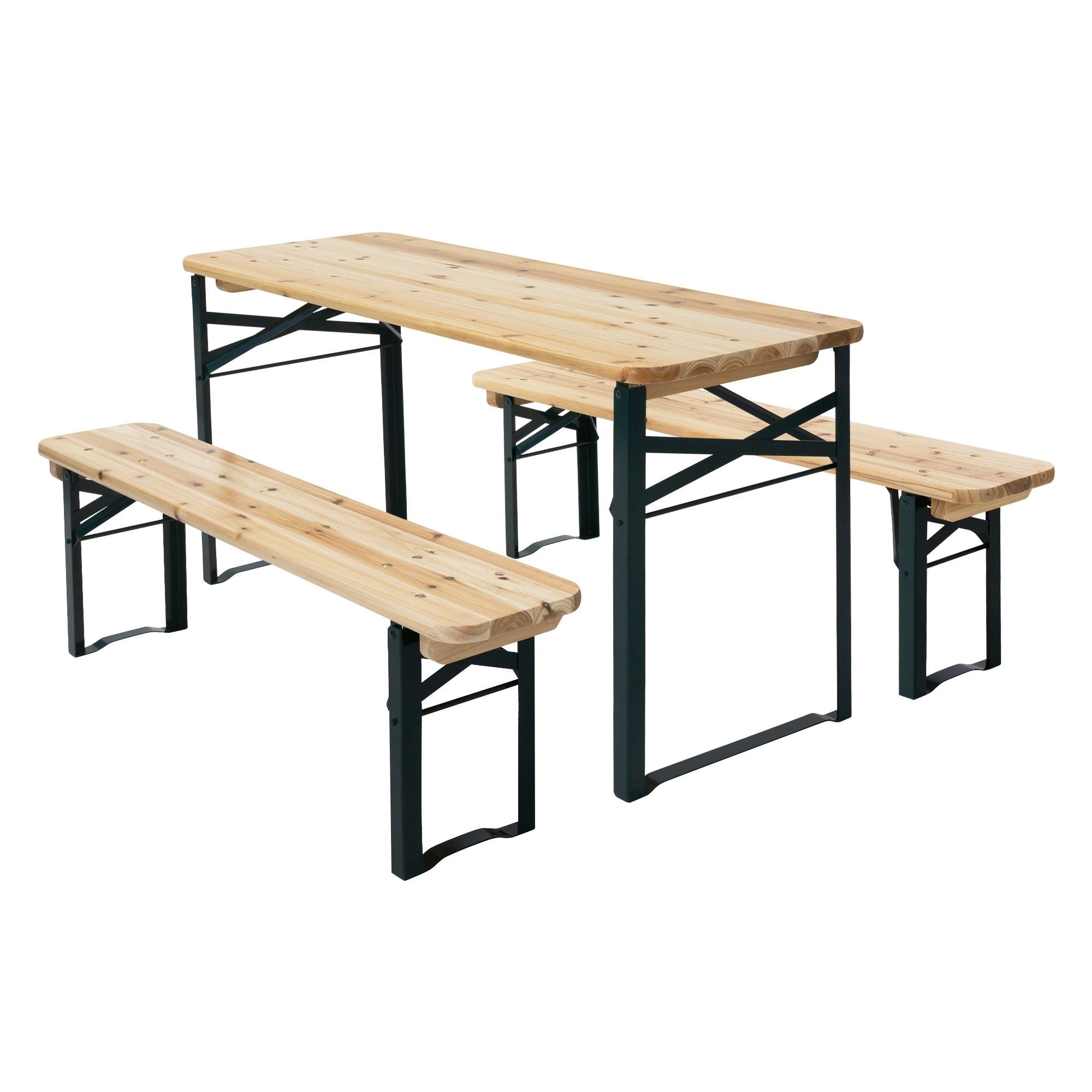KINDERSITZGARNITUR OUTDOOR mit Stahlgestell Tannenholz Braun - Braun, Metall - ML-DESIGN