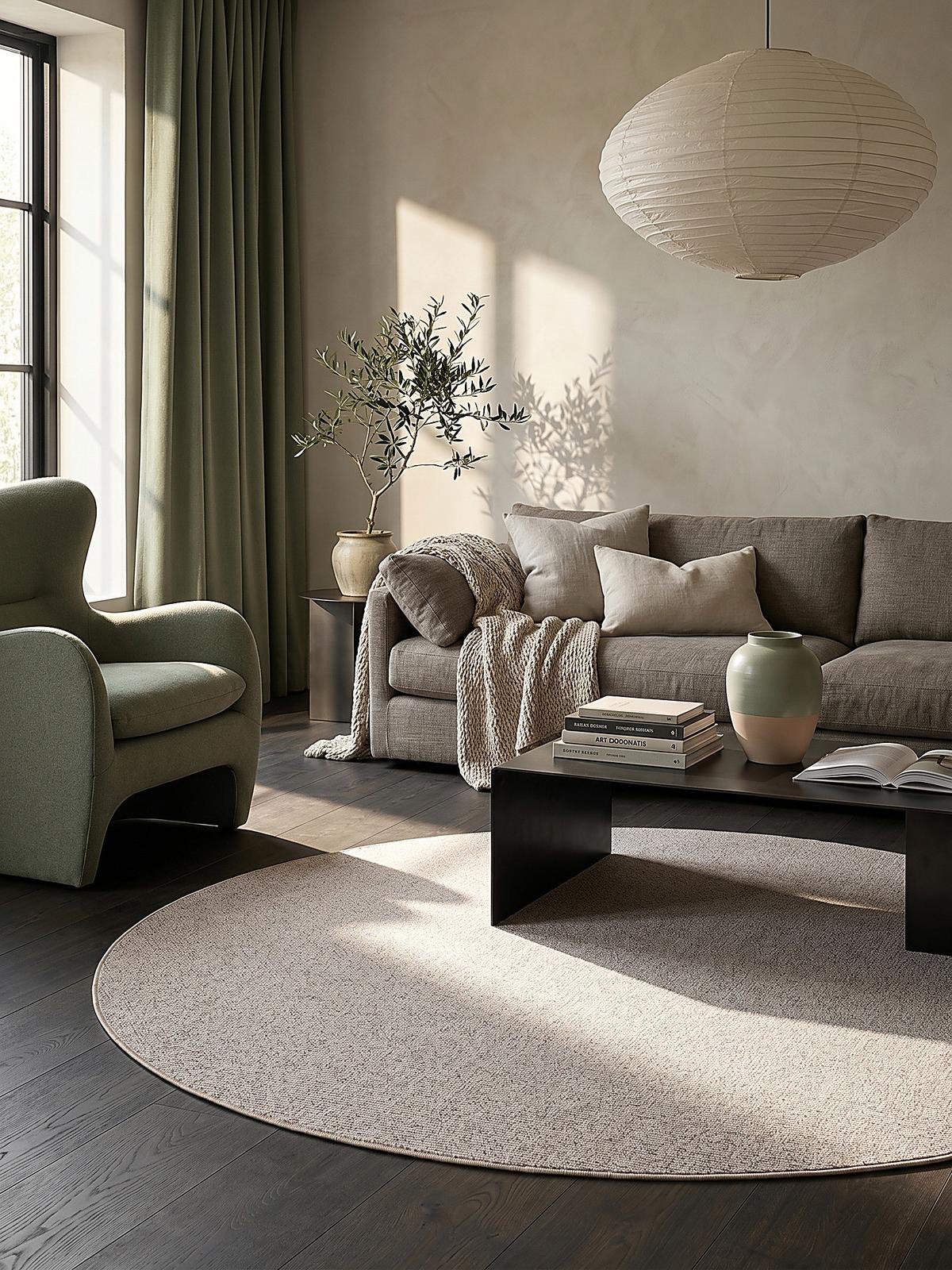 TEPPICH Niederflor Uni COLFOSCO Polypropylen Beige 133 x 133 cm - Beige, Textil (133/133cm) - KADIMA DESIGN