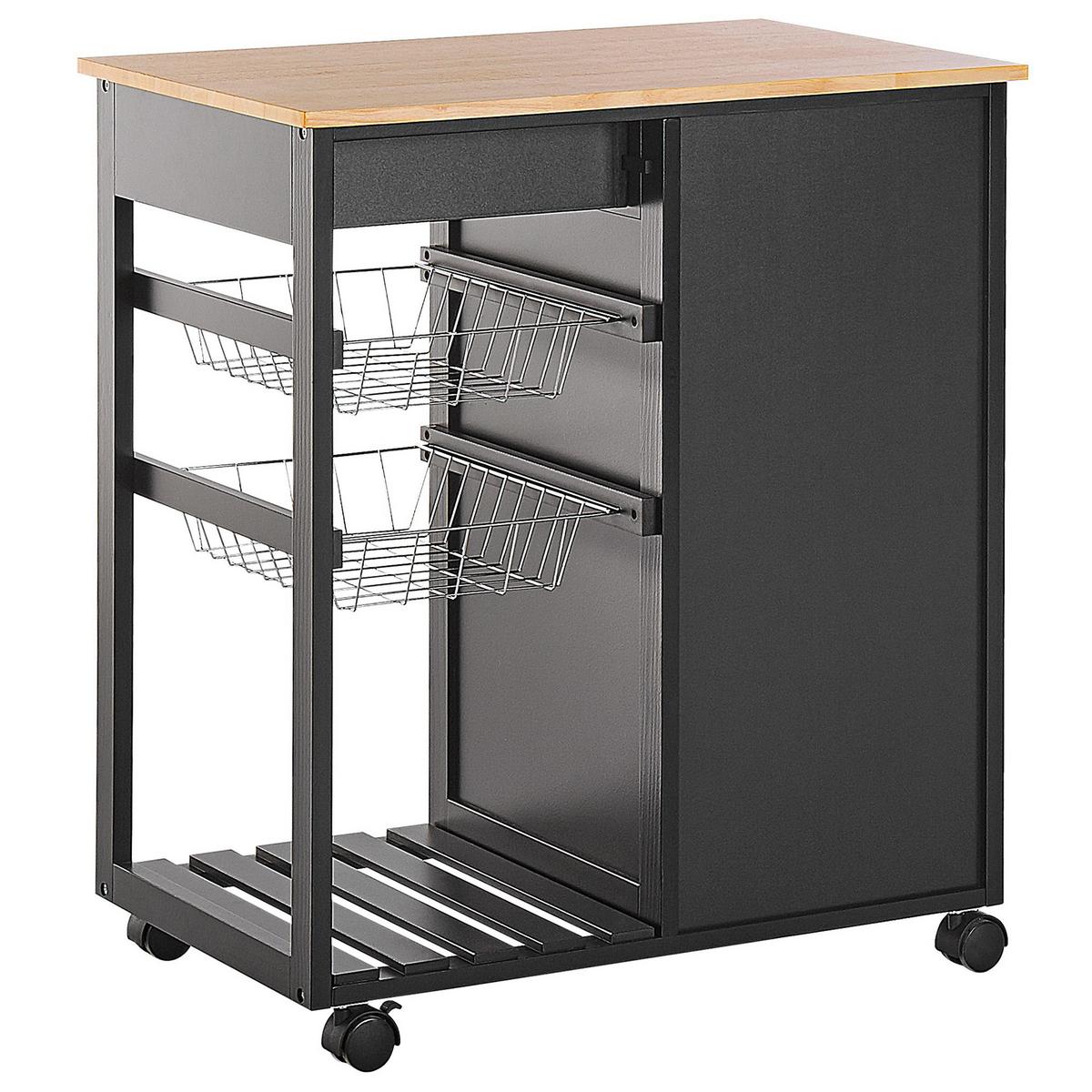 SERVIERWAGEN Schwarz Boves - Schwarz/Braun, Holzwerkstoff/Kunststoff (76/88/48cm) - Beliani