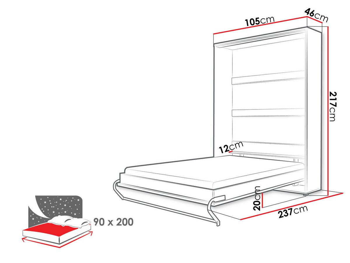 SCHRANKBETT Concept Pro I Vertical - Weiß, Holzwerkstoff (90/200cm) - MIRJAN24