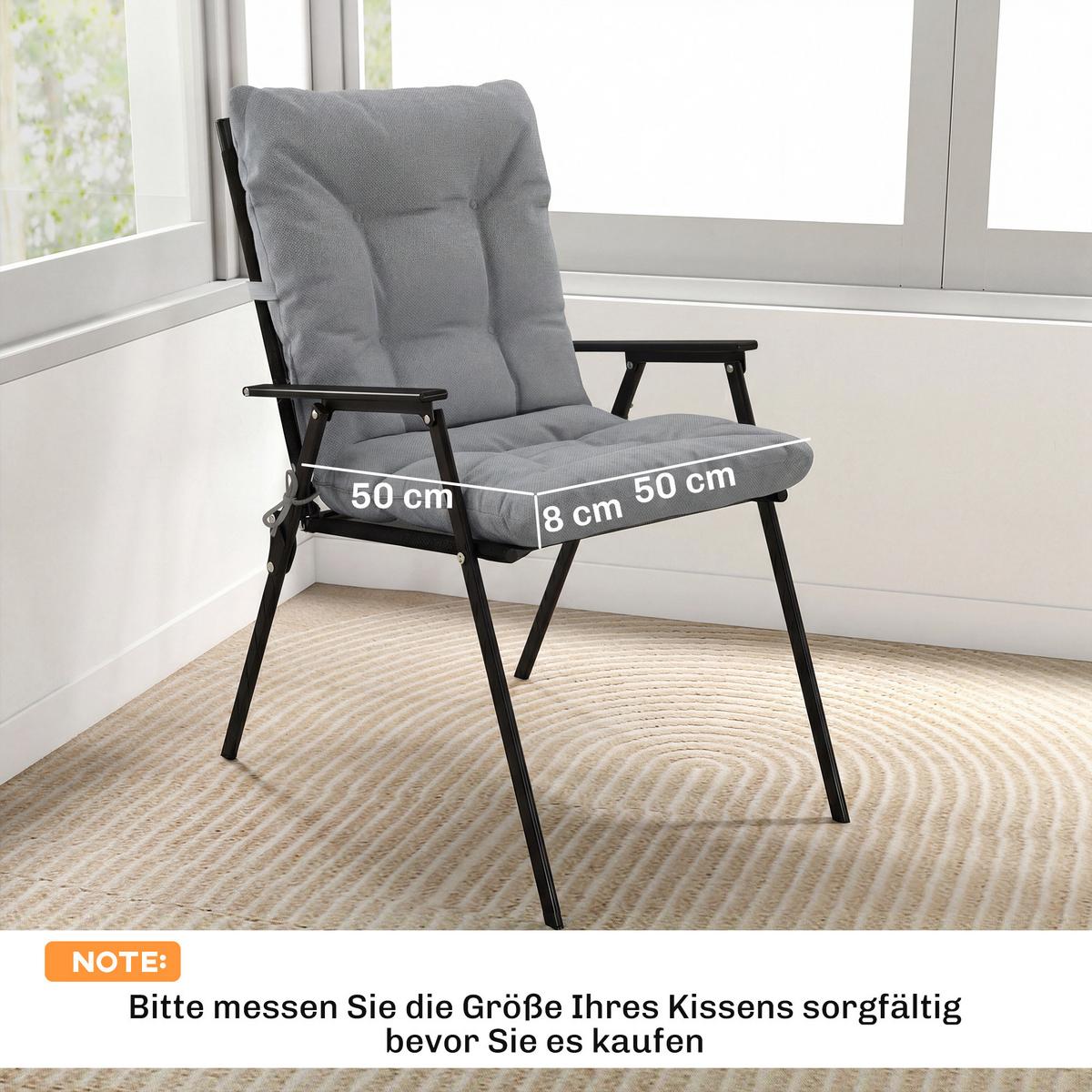SITZKISSEN 2ER-SET Polyester PP-Baumwolle Hellgrau - Hellgrau, Textil (120/50/8cm) - Outsunny