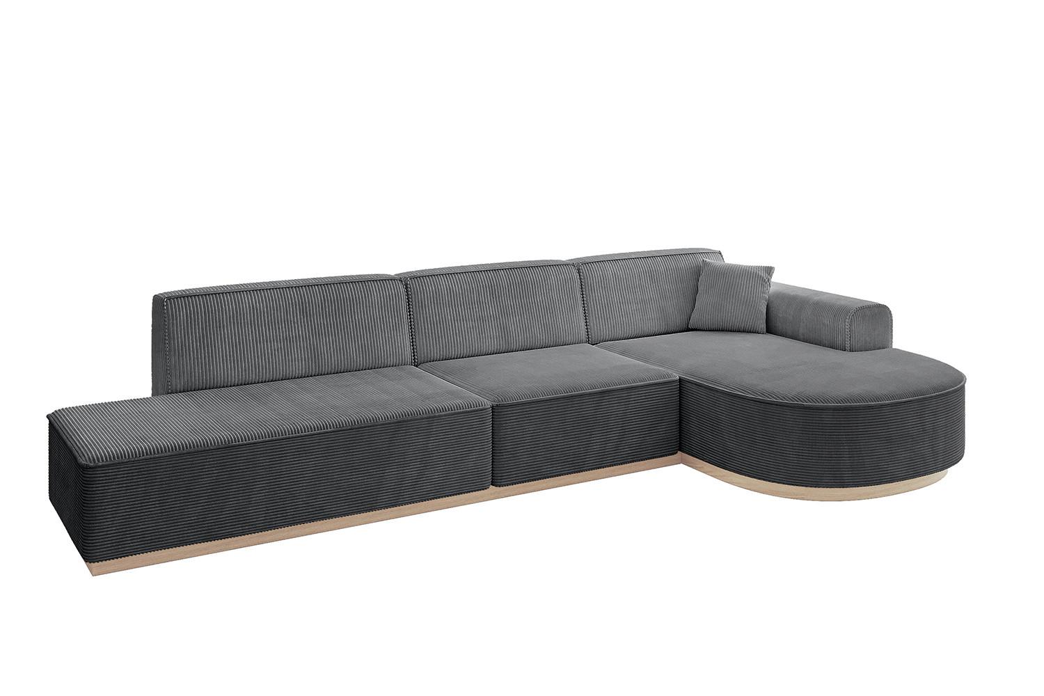 ECKSOFA Ottomane Rechts ARRIO-L2 - 328x171x83 cm Dunkelgrau - Dunkelgrau, Holzwerkstoff/Textil (328/171cm) - ALTDECOR