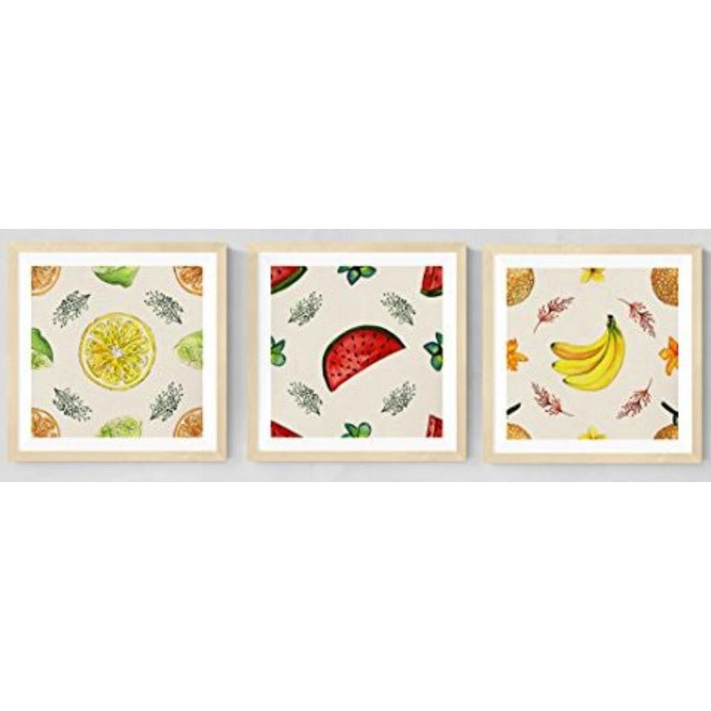 POSTER Set Mit 3 Früchte Collage 25X25cm Rahmenlos - Klar, Papier (25/5/25cm) - Nacnic