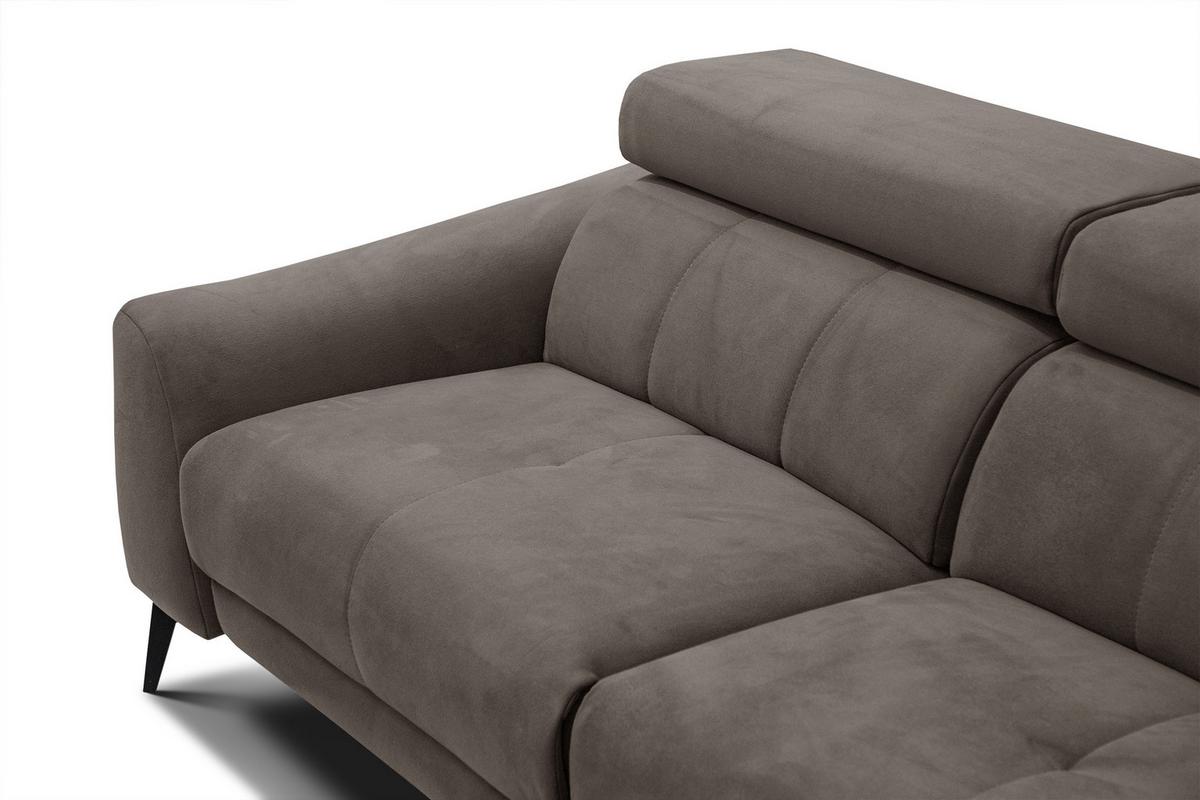 ECKSOFA LARS 5-Sitzer, 1 Relax, verstellbare Kopfstützen, taupe - Taupe/Schwarz, Holzwerkstoff/Textil (284/201cm) - Wozimo