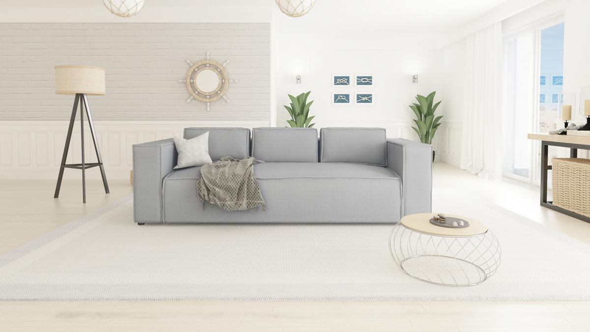 3-SITZER-SOFA Zenith Grau Luxusmicrofaser - Braun/Grau, Holz/Textil (230/64/92cm) - S-Style Möbel