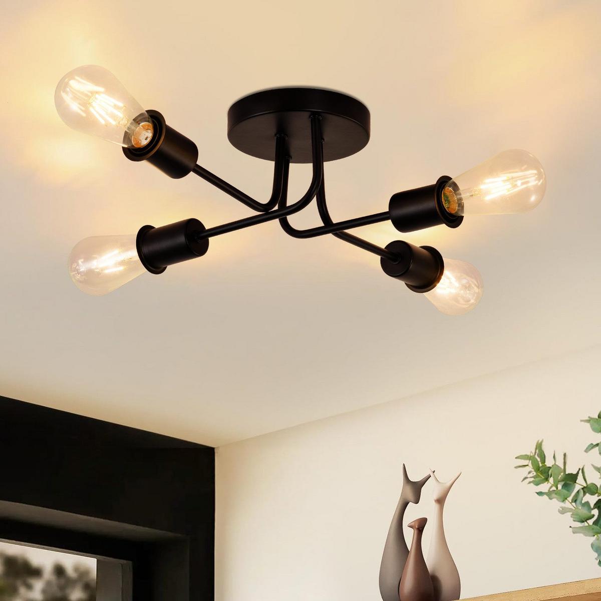 DECKENLEUCHTE Mandeville 44.5/44.5/14.5 cm - Schwarz, Metall (44.5/44.5/14.5cm) - Nettlife