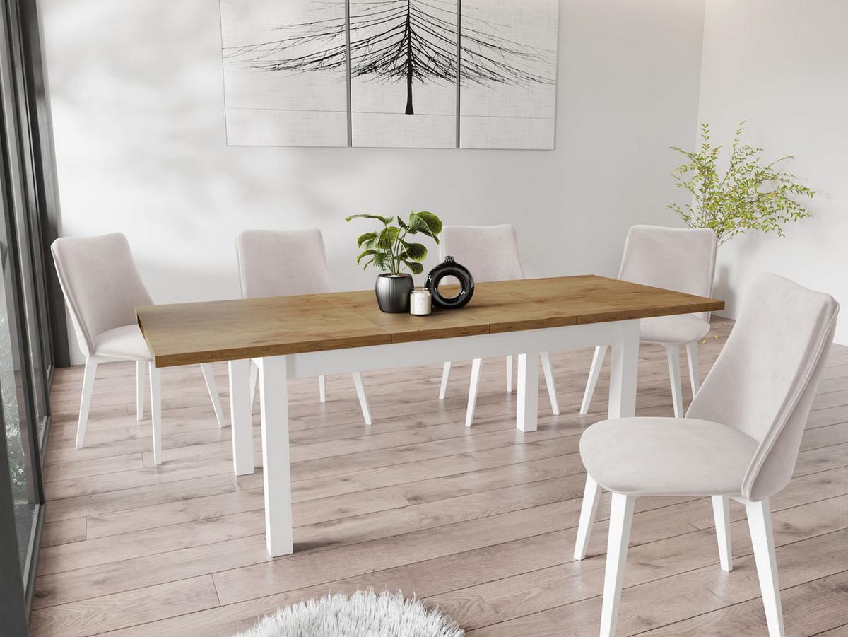ESSTISCH Molly rechteckig ausziehbar, Lancelot Eiche 160-240/90/75 cm - Eichefarben/Weiß, Holz/Holzwerkstoff (90/240/75cm) - WFL GROUP