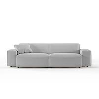 SOFA RANI Hellgrau Cord - Hellgrau/Schwarz, Kunststoff/Textil (256/71/101cm) - KAWOLA