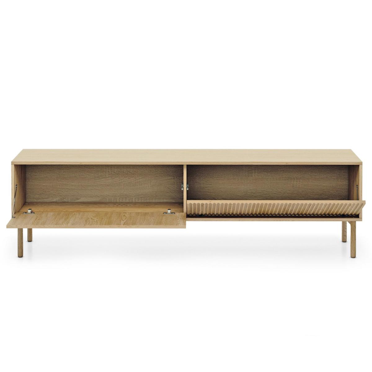 LOWBOARD Trentinis 2T Beige 187,1/53,4/39,5 cm – Geriffelte Fronten - Eichefarben, Holzwerkstoff/Metall (187.1/51.8/39.5cm) - AX Living