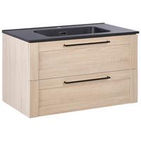 WASCHBECKENUNTERSCHRANK wandmontiertk mit Waschbecken Hellbraun Tarija - Hellbraun, Holzwerkstoff (80/46/91.5cm) - Beliani