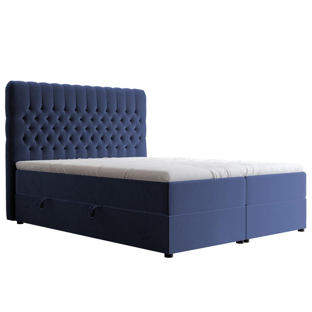 BOXBETT 120x200 cm mit Topper - Blau, Holzwerkstoff/Textil (120/200cm) - Idohome