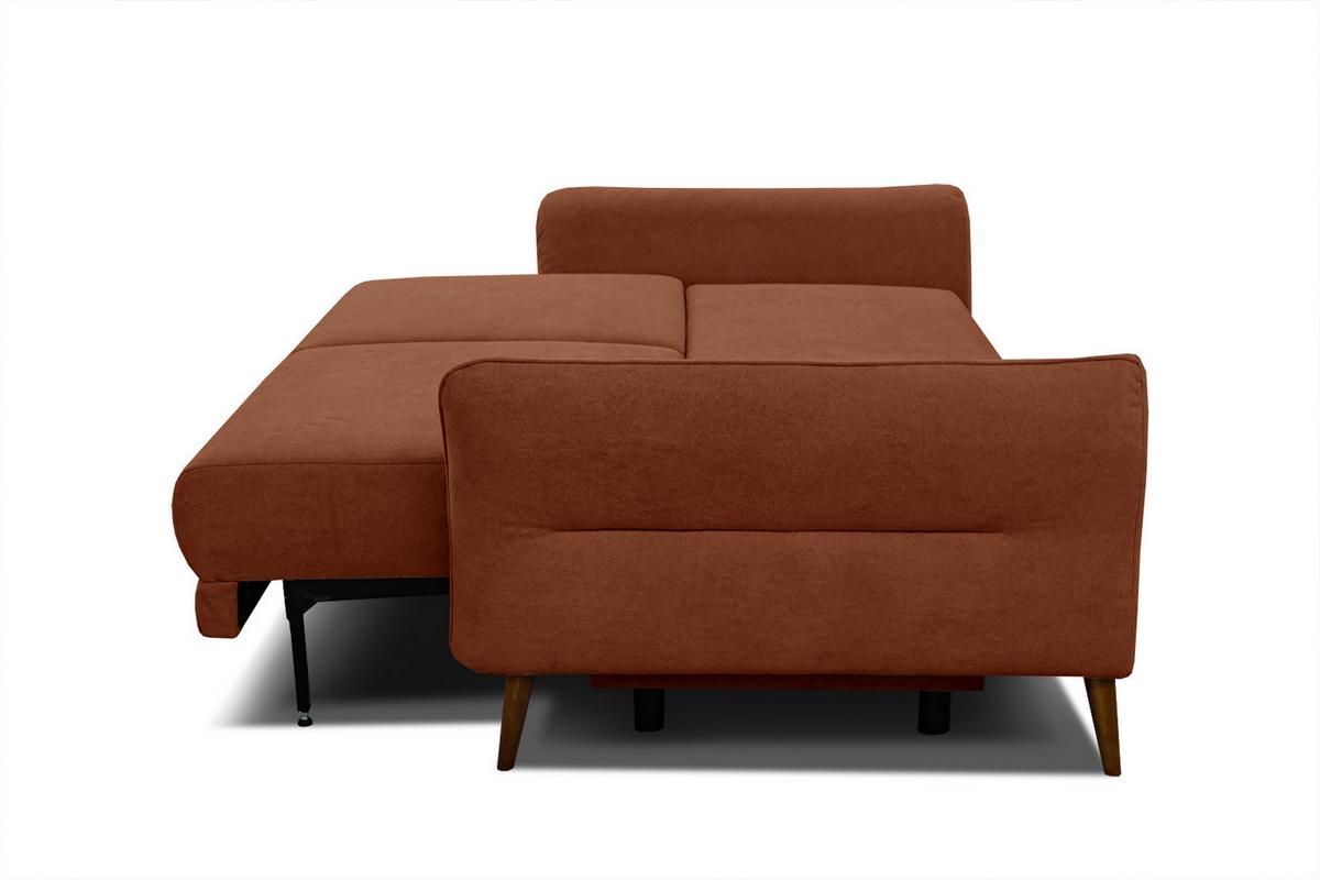 SOFA FIGARI 3-Sitzer mit Schlaffunktion, dunkelorange - Dunkelorange/Braun, Holz/Textil (232/90/107cm) - Wozimo