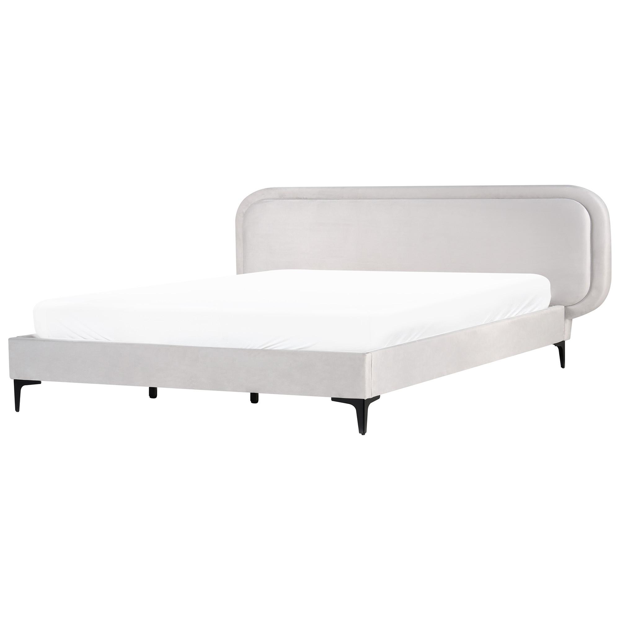 BETT mit Lattenrost 180/200 cm Hellgrau Suzette - Hellgrau, Textil (180/200cm) - Beliani