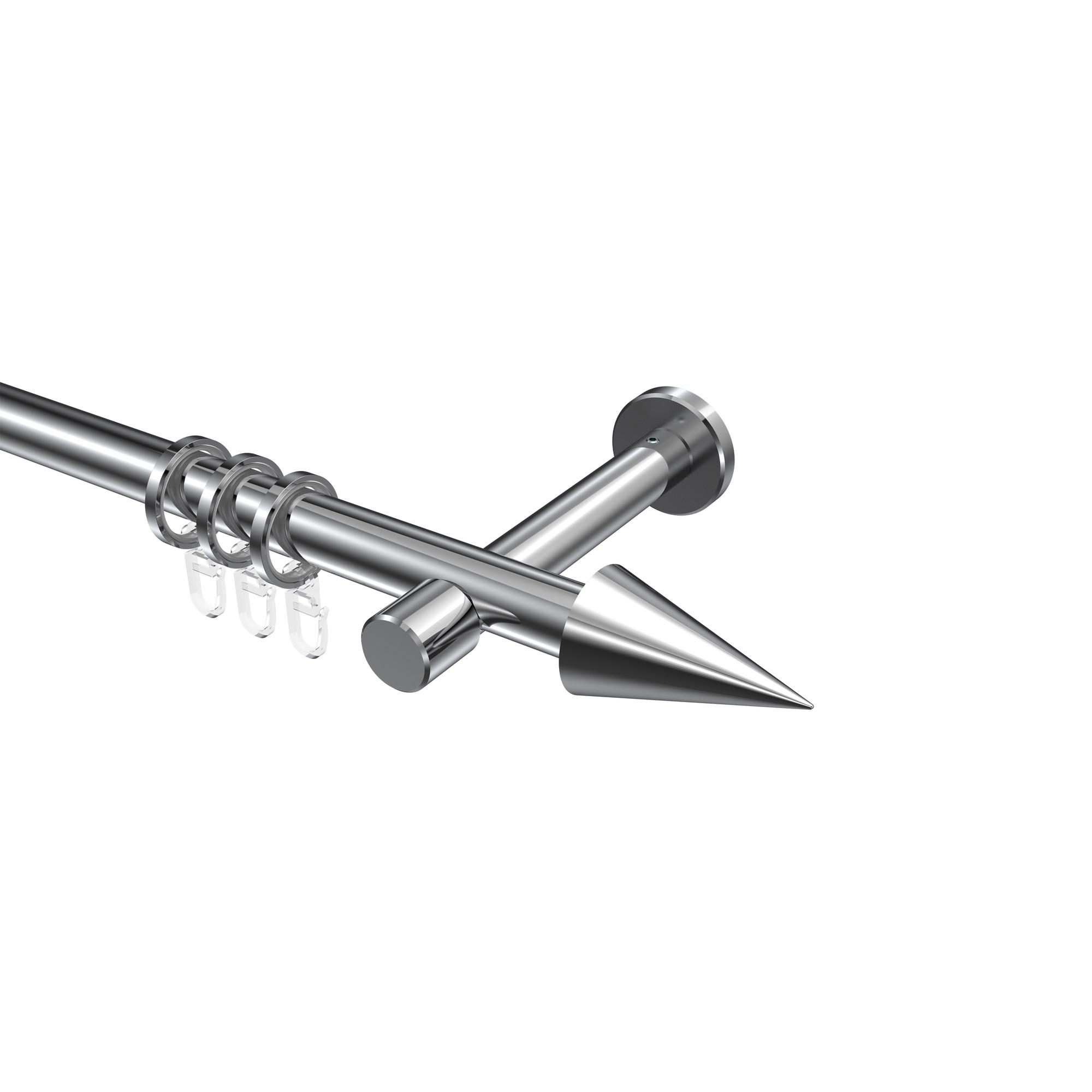 GARDINENSTANGE Prestige Savio 400 cm (geteilt in 2 x 200 cm), 1-läufig, 20 mm Ø Chrom - Chromfarben, Metall (400cm) - INTERDECO