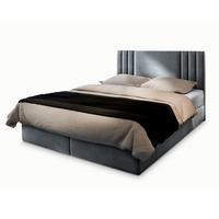 BOXBETT BRES 180x200 cm mit Matratze und Topper - Hellgrau - Hellgrau, Holz (180/200cm) - MASSENO