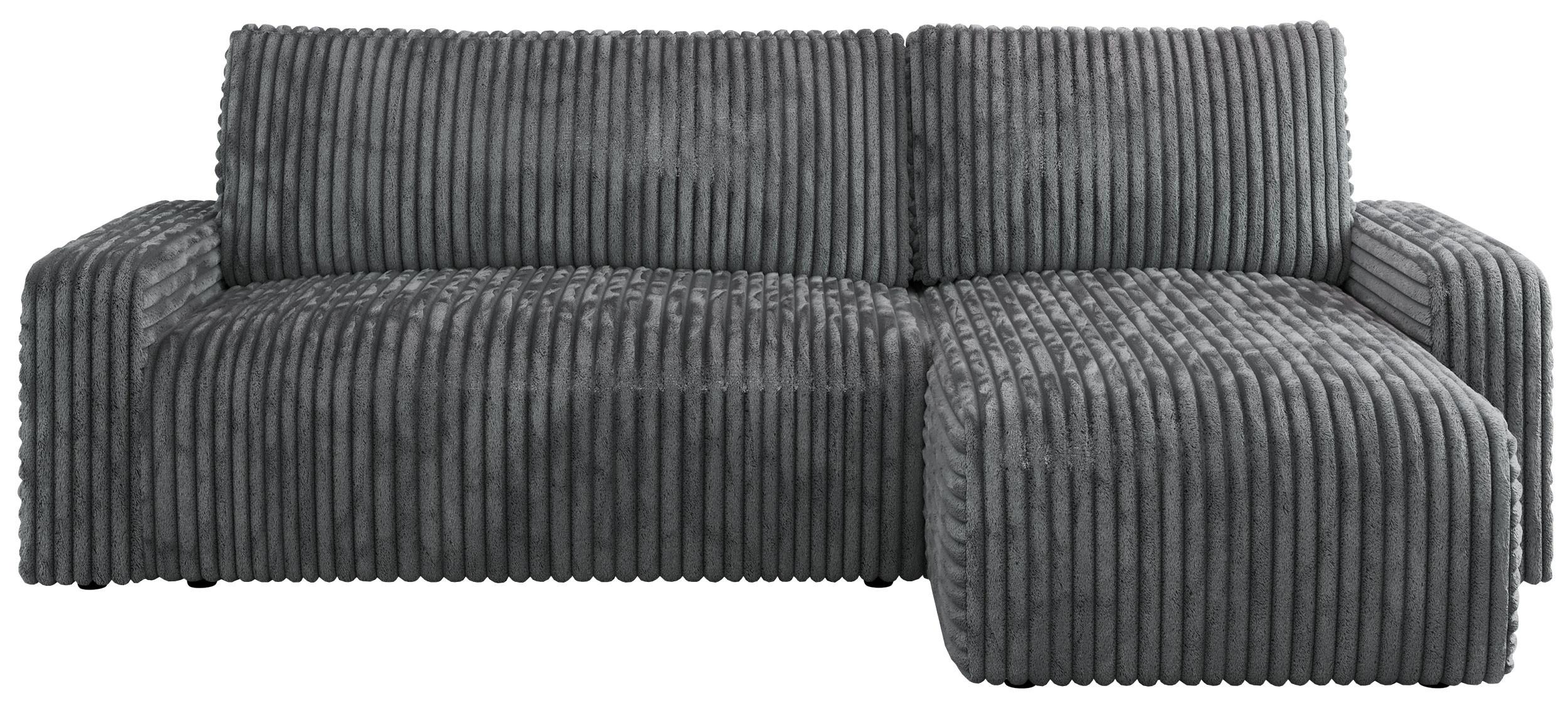 ECKSOFA ARGOS Dunkelgrau Cord - Dunkelgrau/Schwarz, Kunststoff/Textil (245/150cm) - MKS