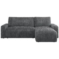 ECKSOFA ARGOS Dunkelgrau Cord - Dunkelgrau/Schwarz, Kunststoff/Textil (245/150cm) - MKS