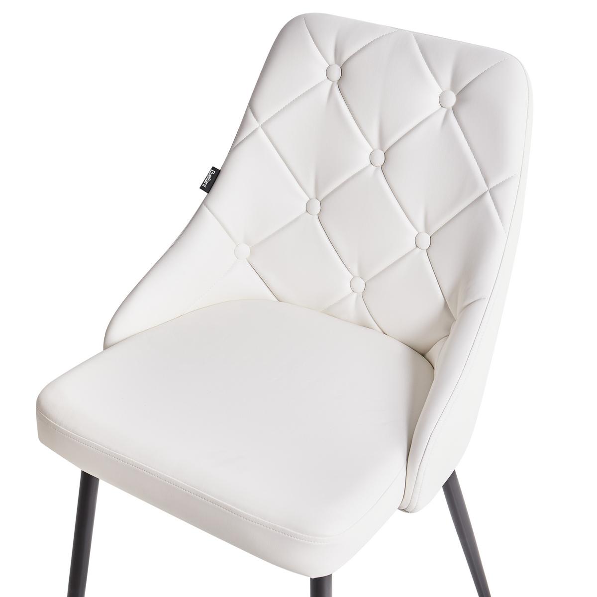 ESSZIMMERSTUHL 2er-Set Kunstleder Weiß Valerie - Weiß, Textil/Metall (49/81/59cm) - Beliani
