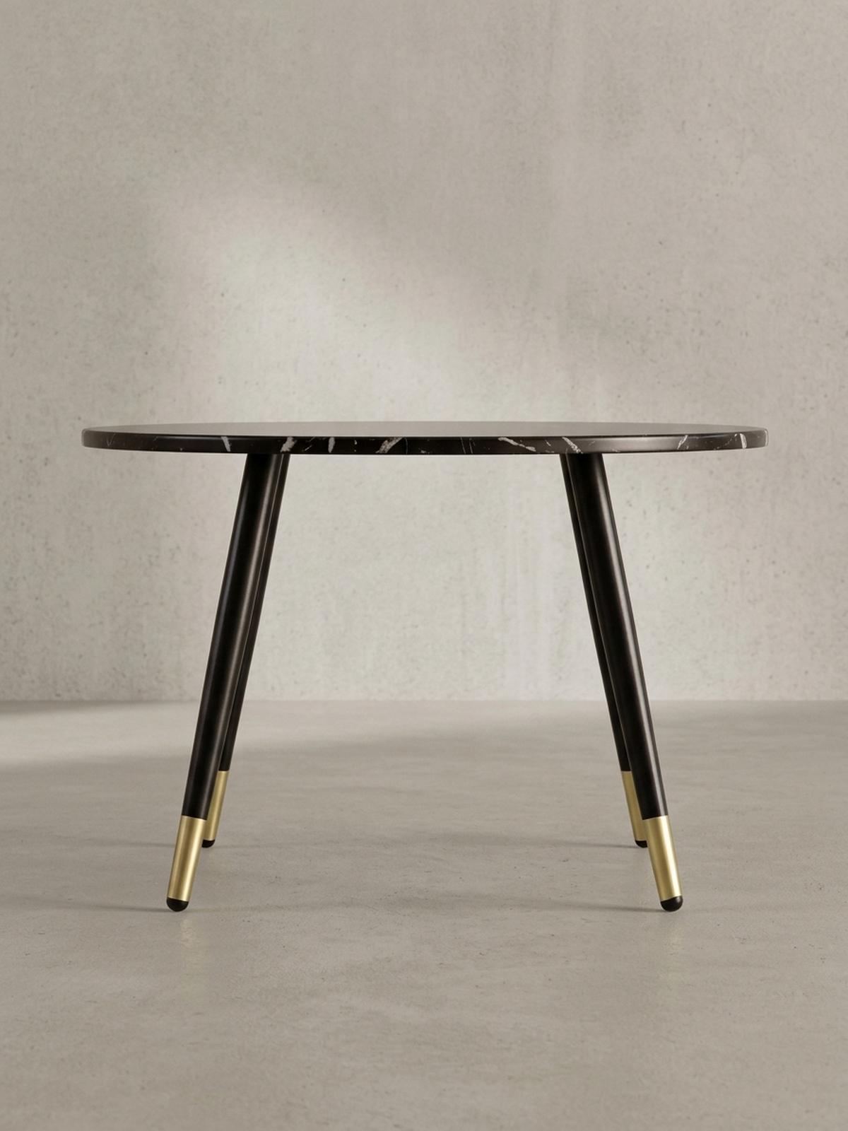 COUCHTISCH mit Marmor Optik, Modernes Design, Metall-Gestell, Runde Form, Schwarz 60x60x41 cm - Goldfarben/Schwarz, Holzwerkstoff/Metall (60/60/41cm) - KADIMA DESIGN