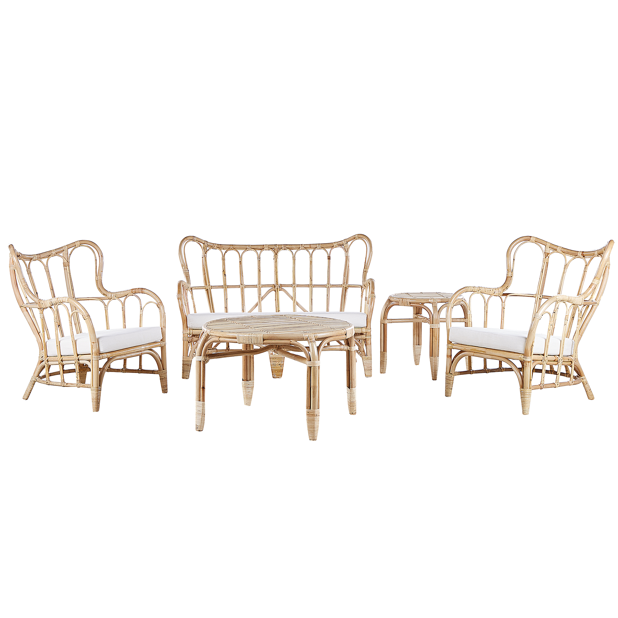 GARTENMÖBEL-SET 4-sitzer Rattan Beige Brindisi - Beige, Naturmaterialien - Beliani