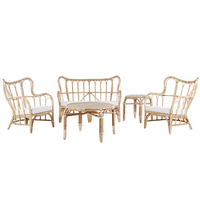 GARTENMÖBEL-SET 4-sitzer Rattan Beige Brindisi - Beige, Naturmaterialien - Beliani