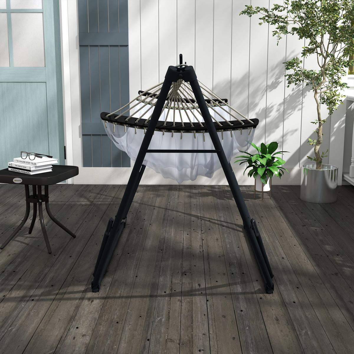 HÄNGEMATTENGESTELL, Metal, Nylon, Weiß - Weiß, Metall (263/89/100cm) - Outsunny