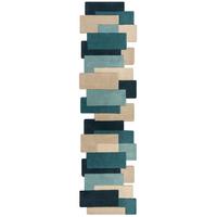 WOLLTEPPICH HALLEIN, geometrisch, Türkis, 60 x 230 cm - Blau, Textil (60/230cm) - KADIMA DESIGN