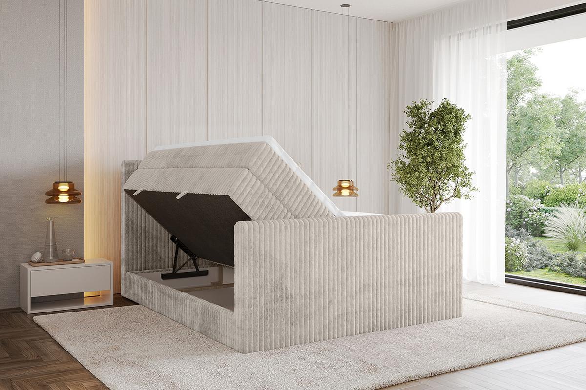 BOXSPRINGBETT mit Matratze H3|H4 und Lattenrost - TOLO-Z KING 140x200 Cord - Creme - Creme, Holzwerkstoff (140/200cm) - ALTDECOR