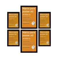 RAHMEN Set mit 6 aus MDF und Acrylglas Schutz und Aussteller für Fotografien, Bilder, Poster, Gemälde, Dekoration für Haus Farbe Schwarz A3 & A4 - Schwarz, Holz (29.7/3cm) - Nacnic