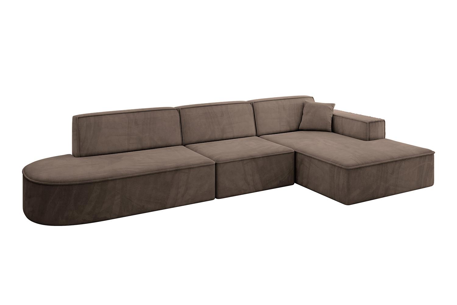 ECKSOFA Ottomane Rechts IREA-L2-v4 - 327x165x77 cm Braun - Braun, Holzwerkstoff/Textil (327/165cm) - ALTDECOR
